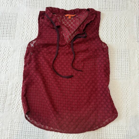 Modcloth medium polka dot sheer tie front sleeveless top blouse TS 2702 - Picture 10 of 10